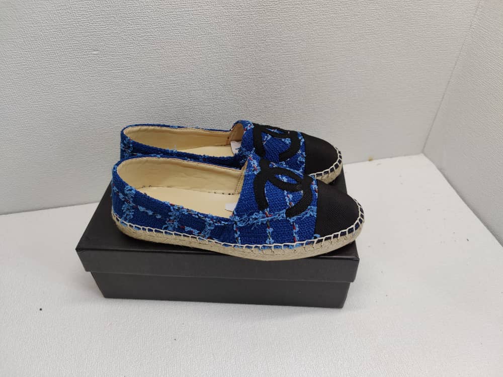 Chanel Espadrilles Cotton Tweed And Grosgrain Blue G29762 Y56424 K5509