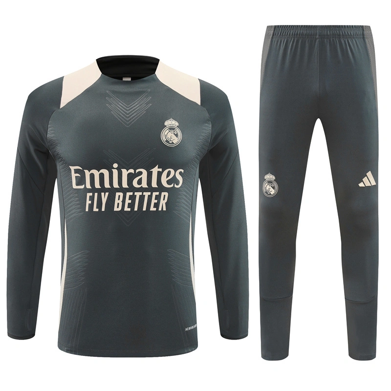 2024-25 Real Madrid Dark Grey Player Long Sleeve Training Suit