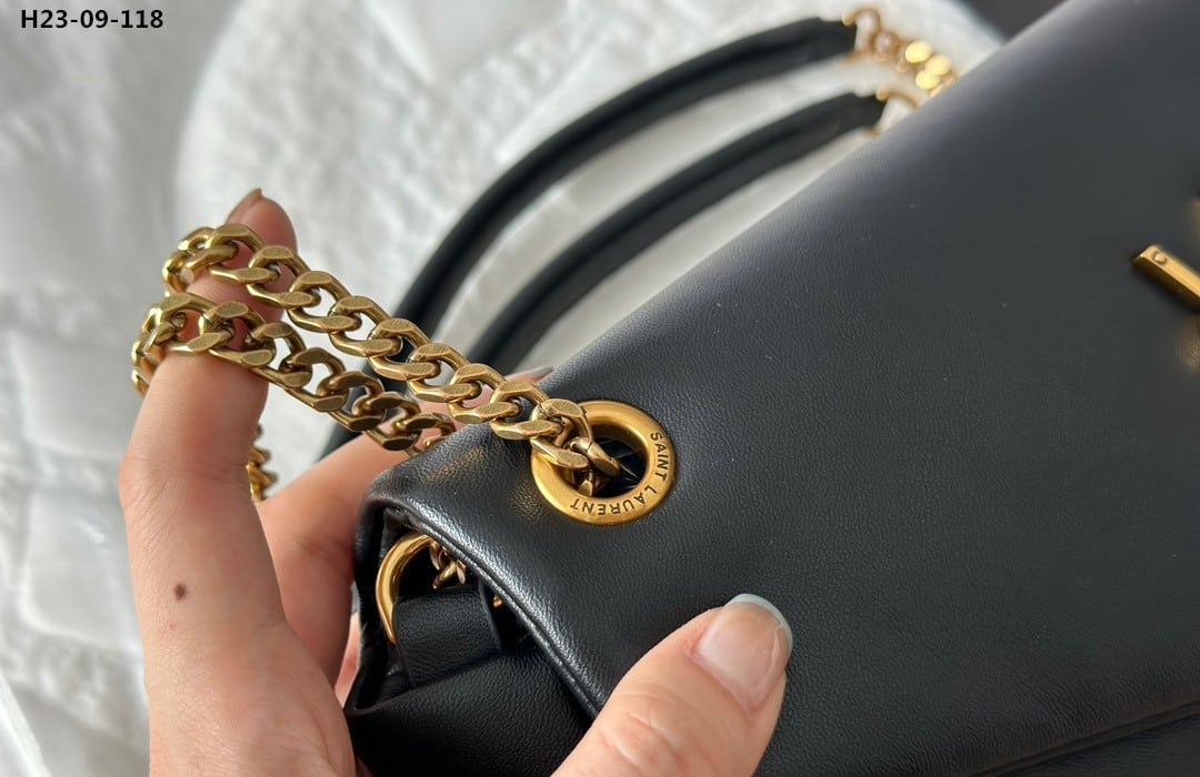 Saint Laurent Calypso Padded Leather Shoulder Bag Black 25Cm