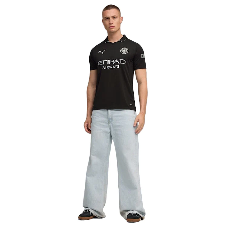 Puma Erling Haaland Men's Manchester City Away Jersey 25/26 w/ NRFR + EPL Patches (Puma Black)