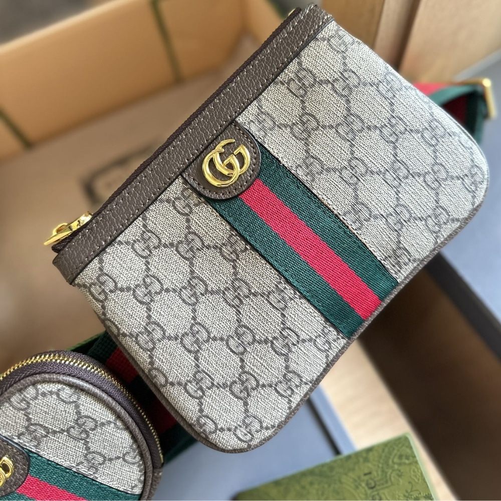 Gucci Ophidia Heart Utility Belt Beige Ebony Gg Supreme 20cm 698805 96iwg 8745gg