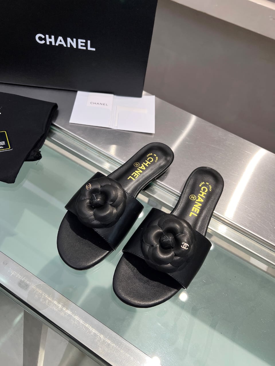 Chanel Mules With Camellia In Black G45499 X01000 94305