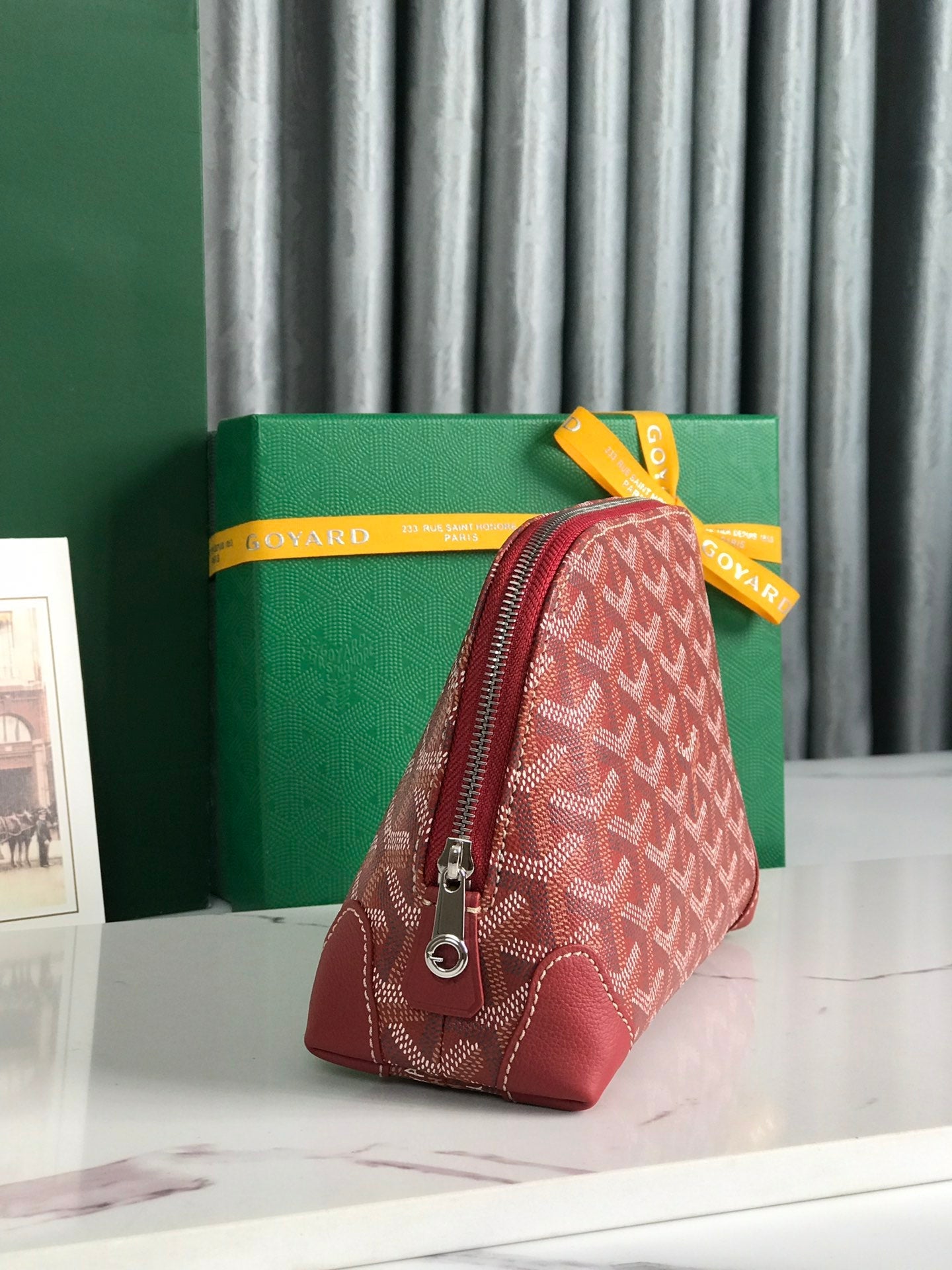Goyard Vendôme Cosmetic Pouch 17 Cm Classic Red Goyardine Canvas And Calfskin Trim