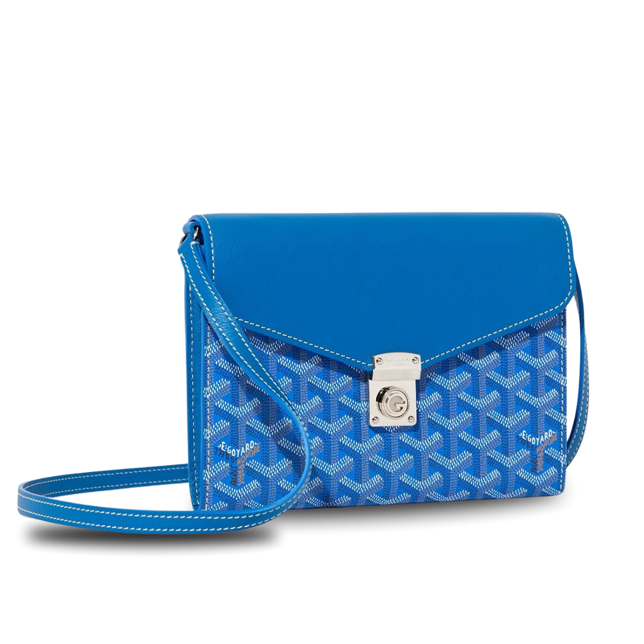 Goyard Chypre Wallet-Pouch 21 Cm Sapphire Blue Goyardine Canvas And Calfskin