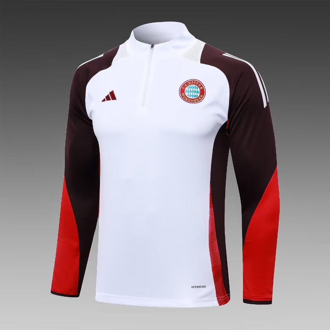 2024/2025 Bayern Munich Half-Pull Training Suit White Football Shirt 1:1 Thai Quality