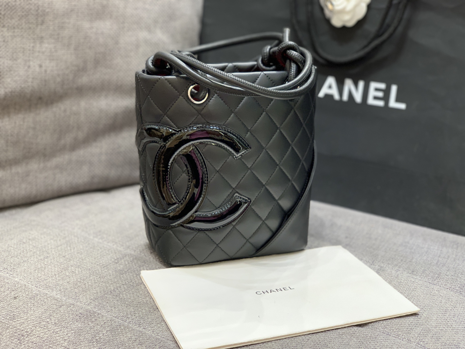 Chanel-CHANEL Black Quilted Leather Crossbody Bag