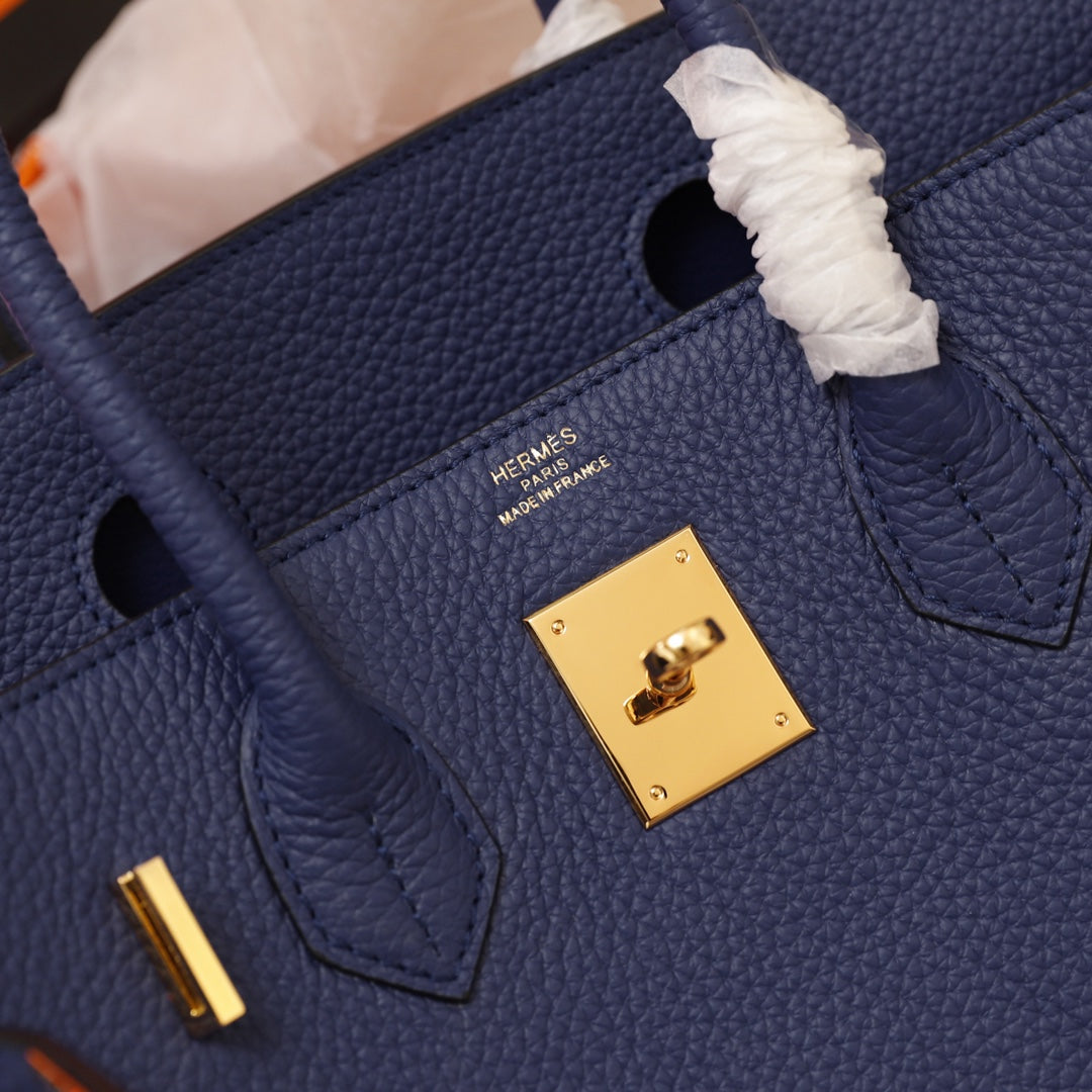 Hermes Birkin Bag 30 Navy Togo Gold Hardware