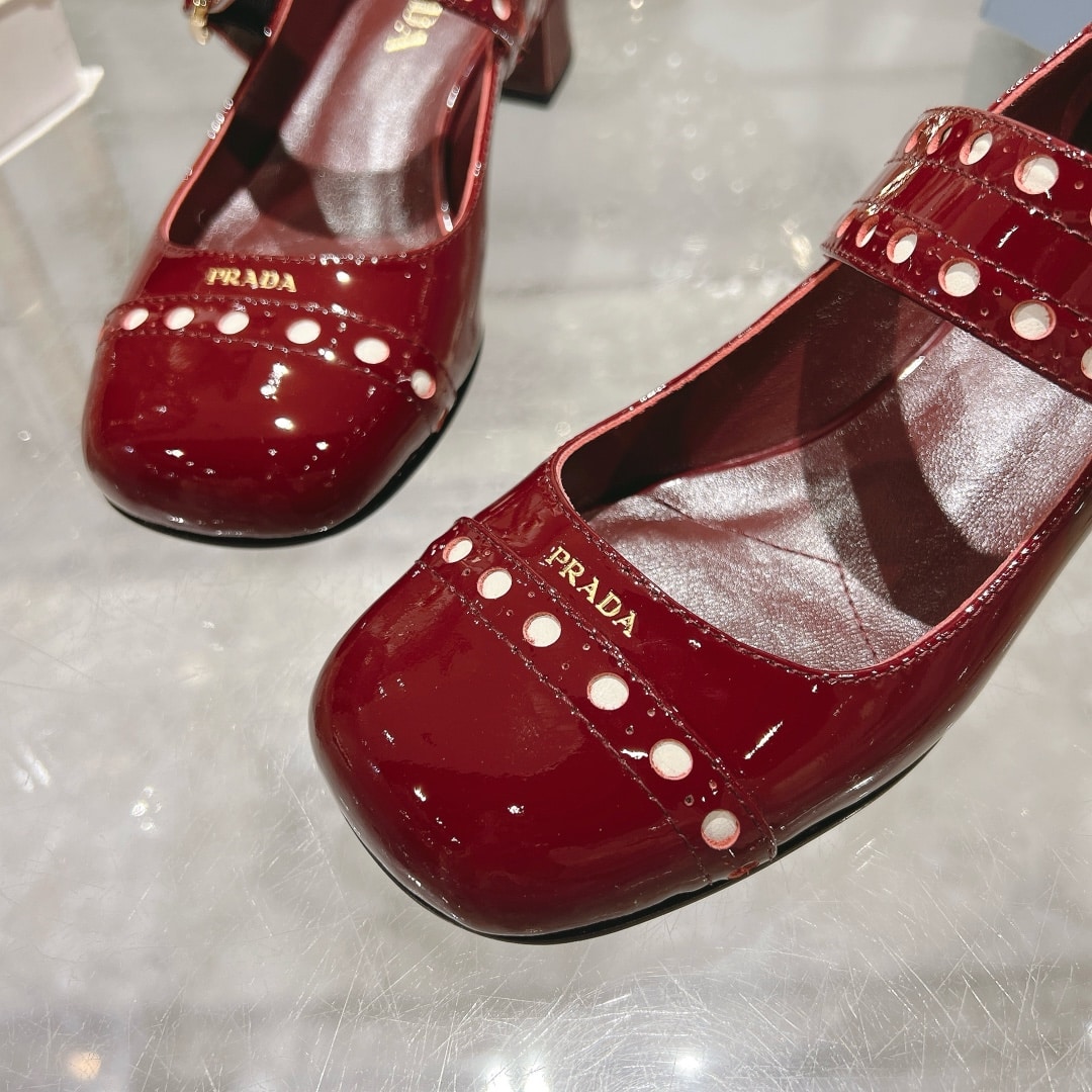 Prada Patent Leather Mary Jane Pumps Red