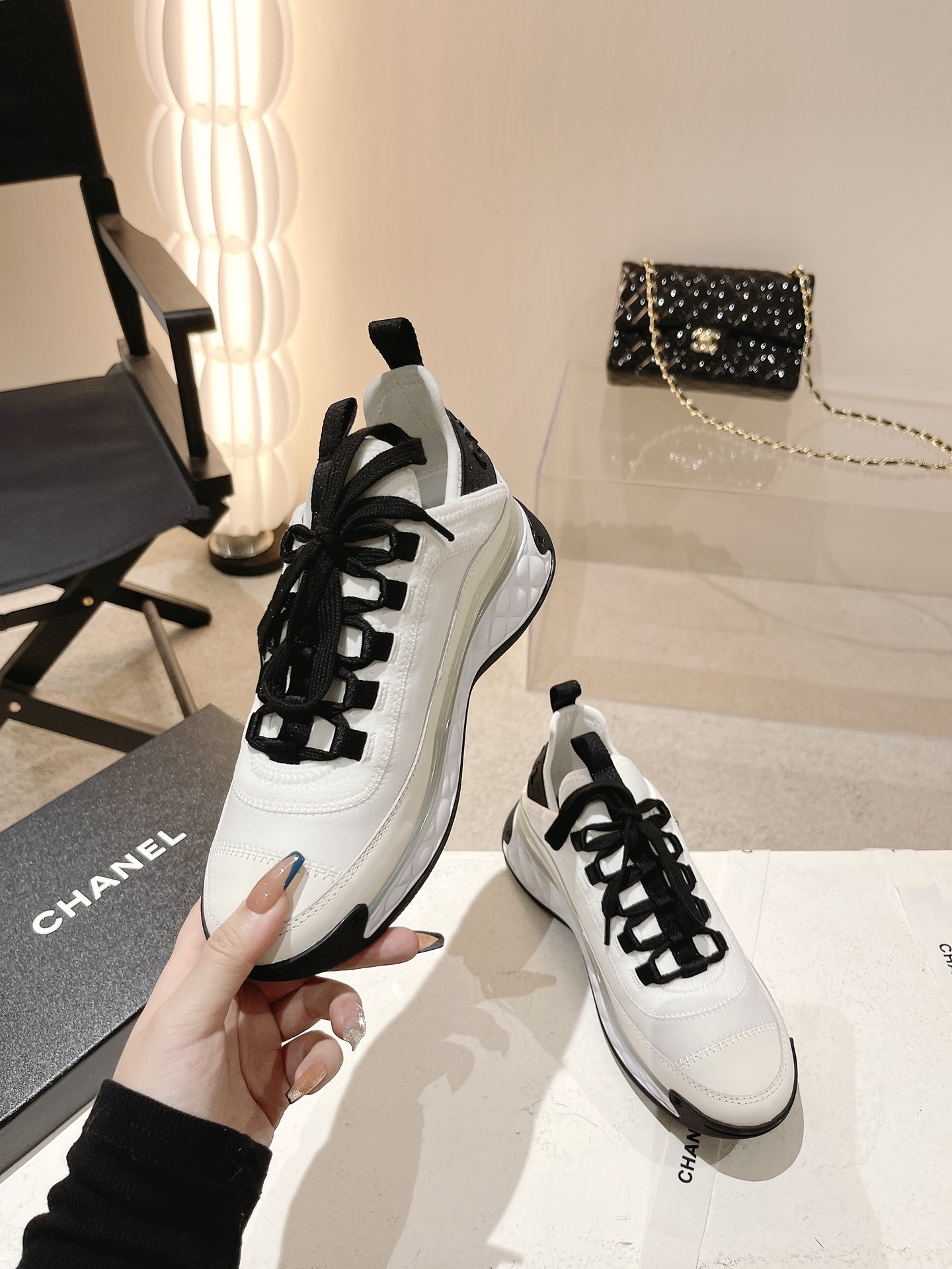 CHANEL New Color Quilted Space Fabric Sneakers