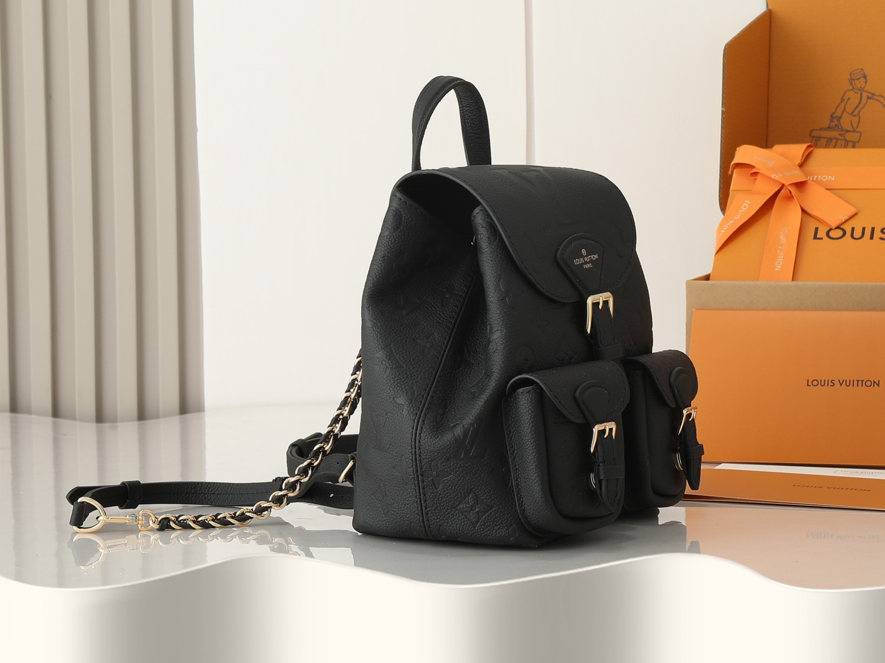 Louis Vuitton Backup Monogram Empreinte Leather – Women – Handbags Black