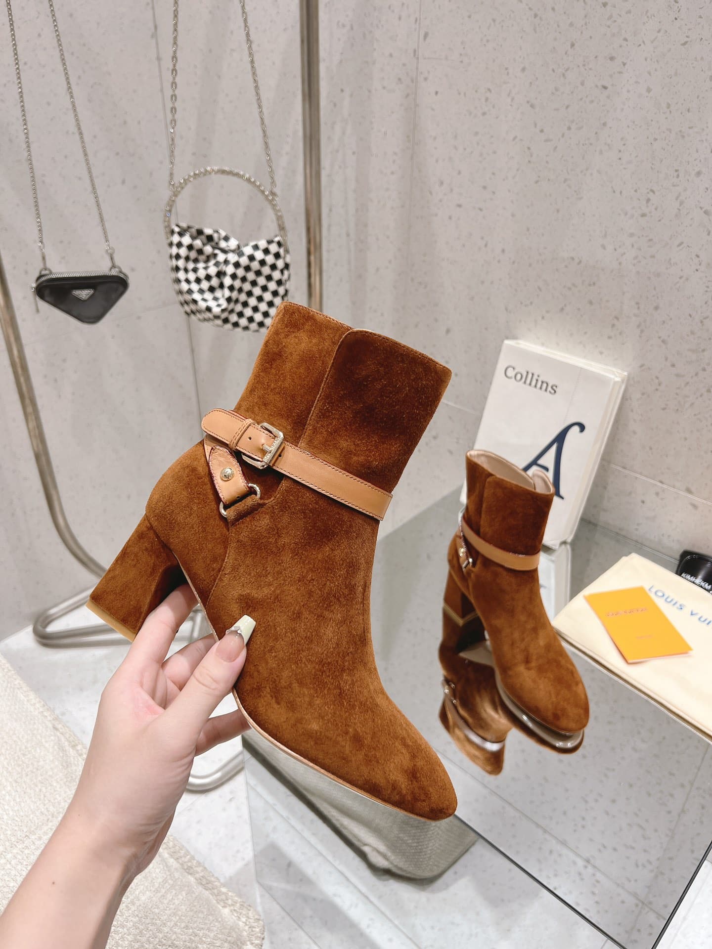 Louis Vuitton Parisienne Ankle Boot Suede Leather Brown