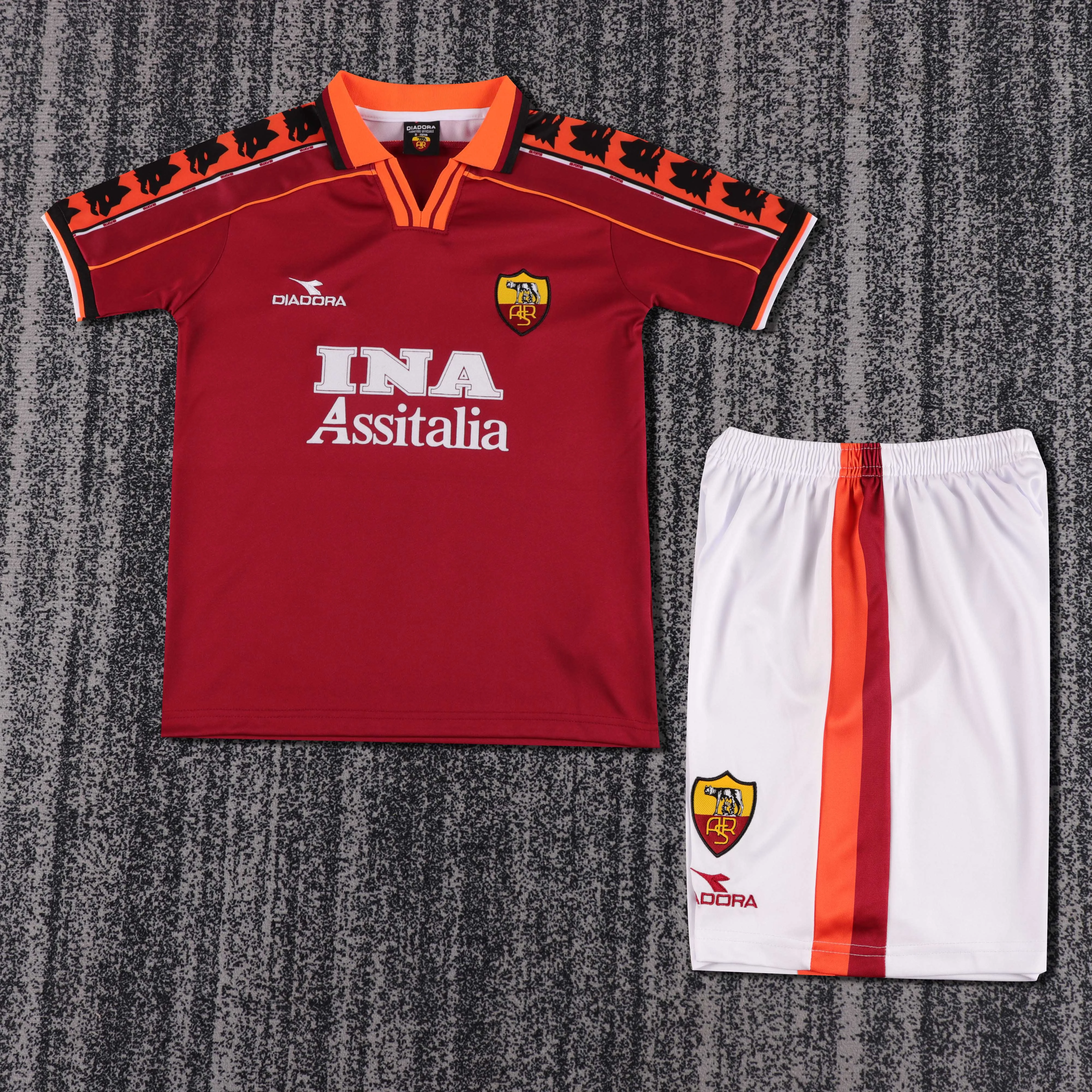 Retro kids 1998-99 kids Roma Home Football jersey retro