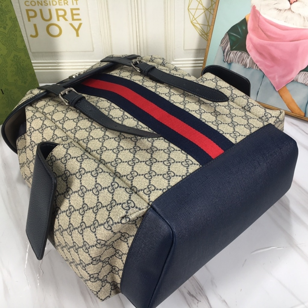 Gucci Ophidia GG Medium Backpack Beige Blue GG Supreme 40cm 598140 HUHAN 4079