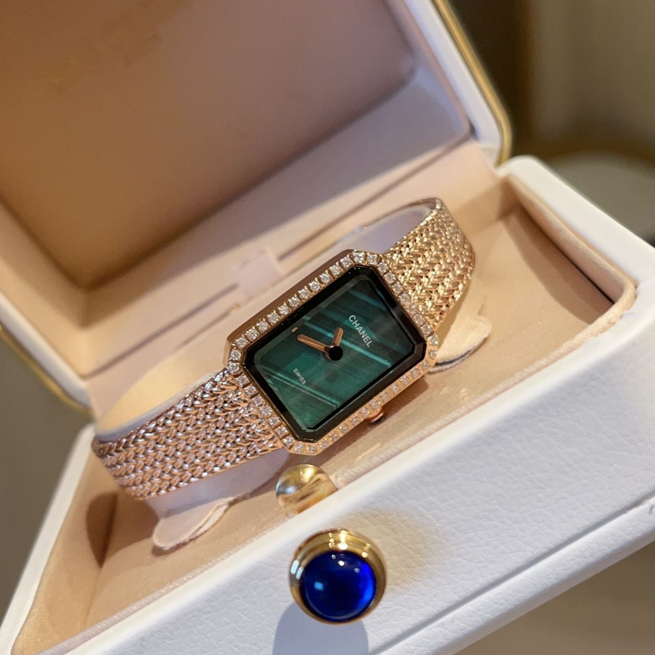 Chanel Première Diamond Mesh Watch Green Dial