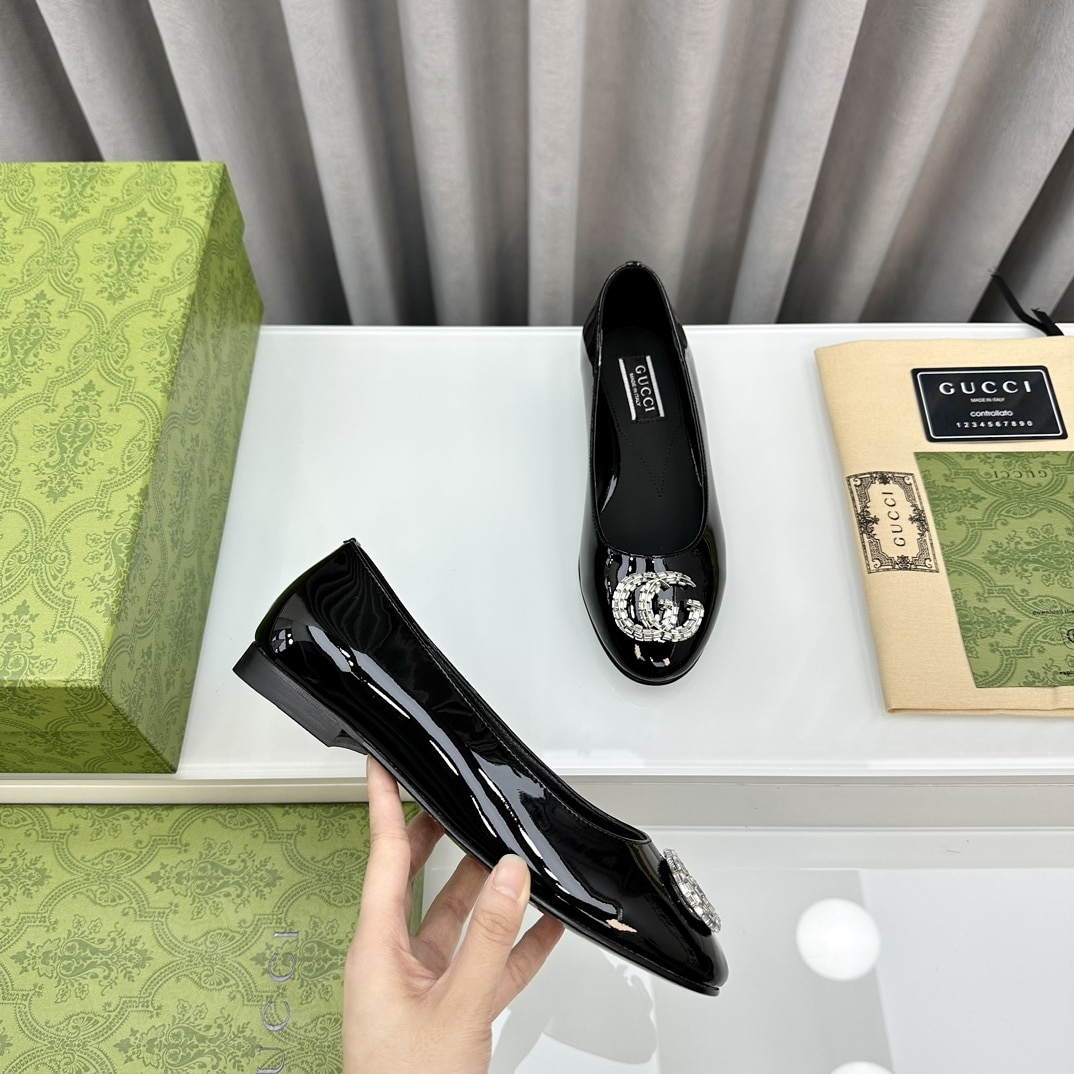 Gucci Crystal Gg Women’S Ballet Flat Black