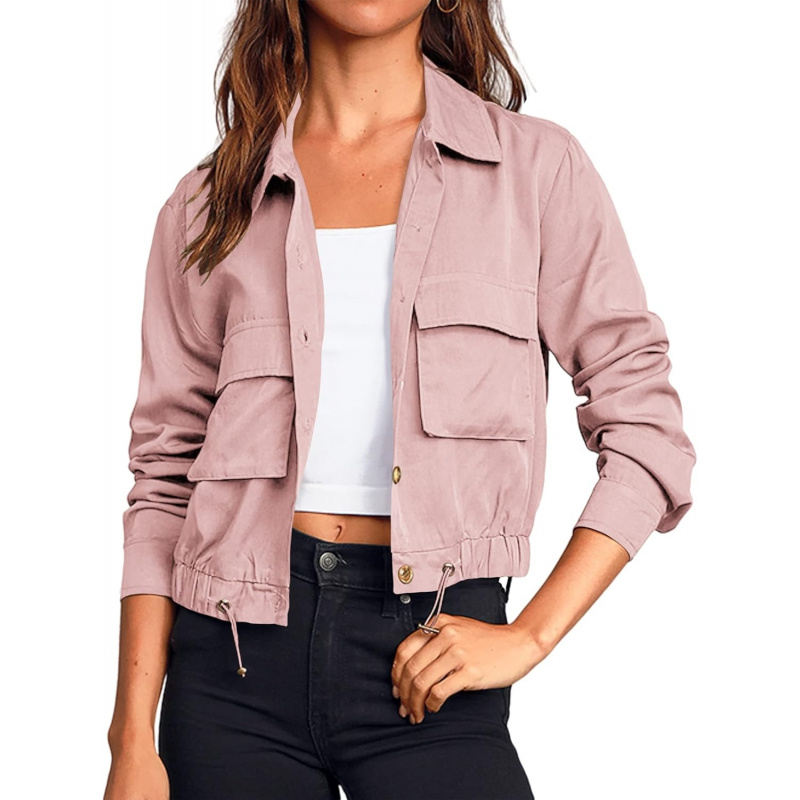 Women's Military Safari Cropped Jackets Button