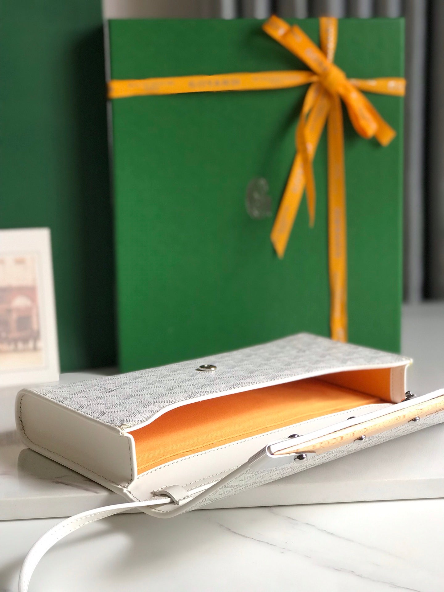 Goyard Monte-Carlo Pm Clutch 25 Cm White Goyardine Canvas
