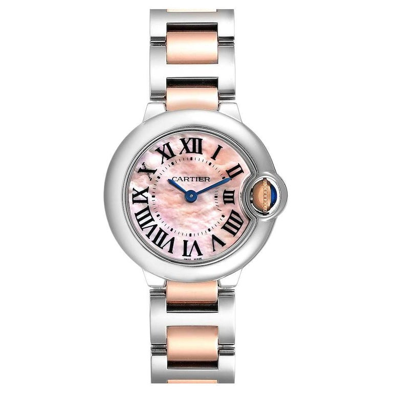Cartier BALLON BLEU Pink Mother of Pearl Dial 28mm