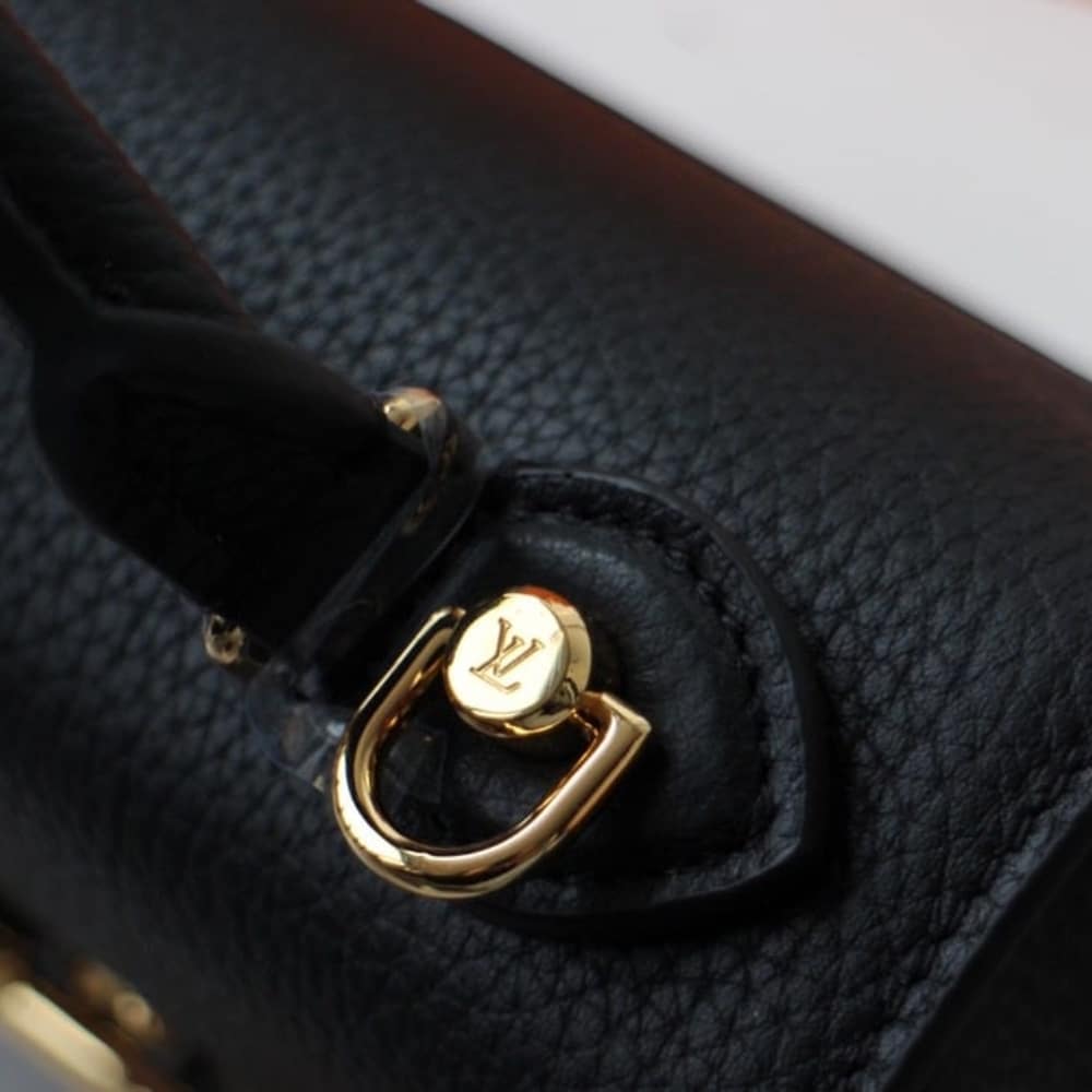 Louis Vuitton Twist PM Grained Leather Top Handle Bag Black 25Cm M57093