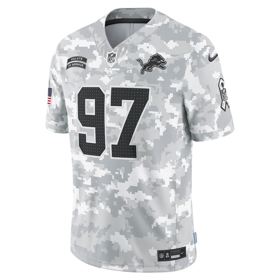 Aidan Hutchinson #97 Detroit Lions Arctic Camo Salute to Service Limited Jersey - National Football League 2024