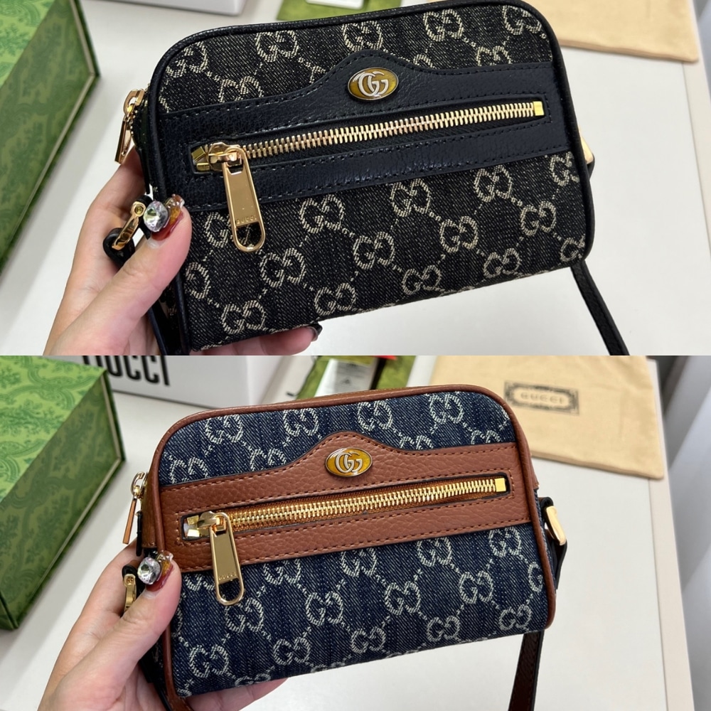 Gucci Ophidia GG Mini Denim Blue And Brown 17Cm 517350 2KQGG 8375