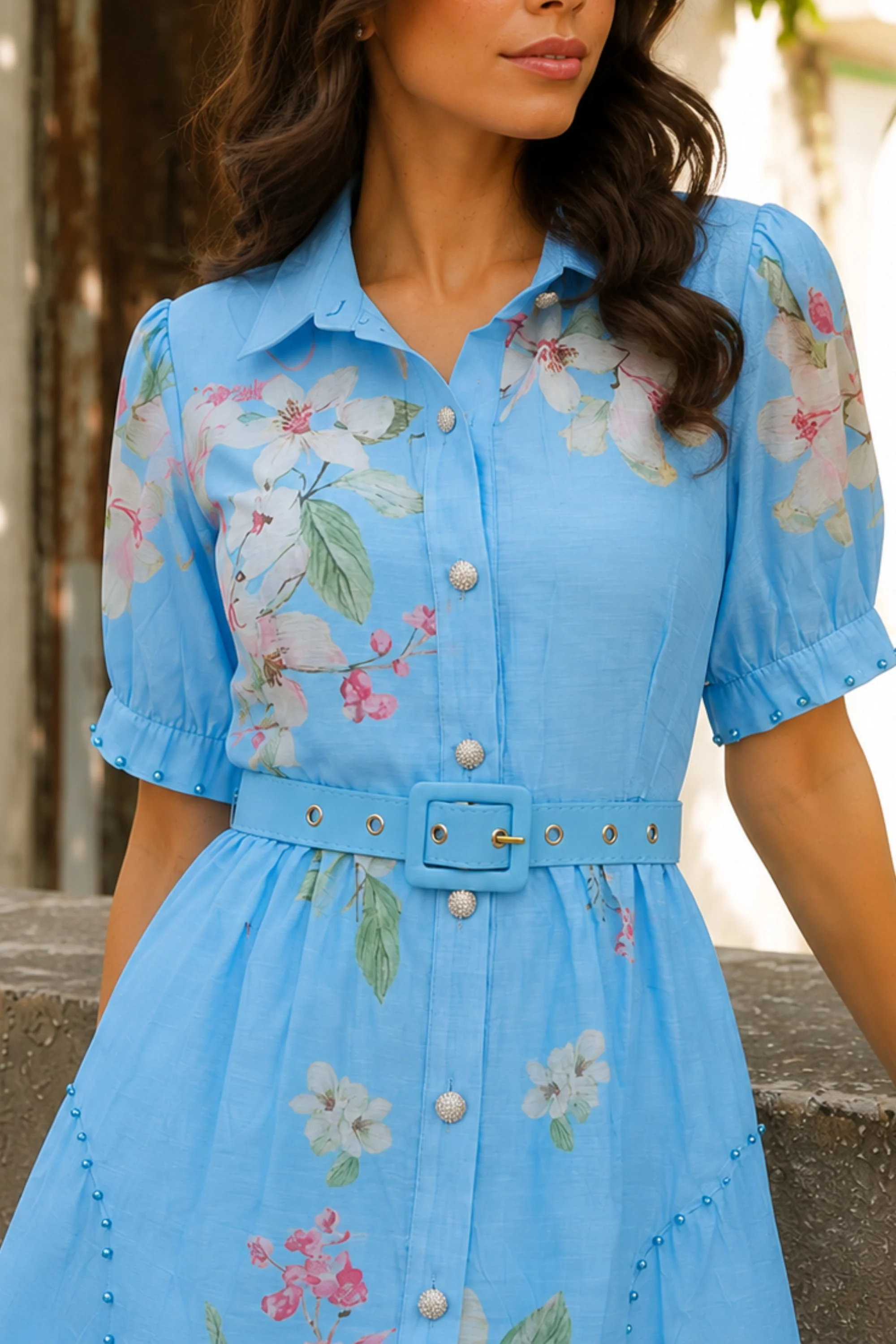 Bougainvillea Bloom Belted Dress