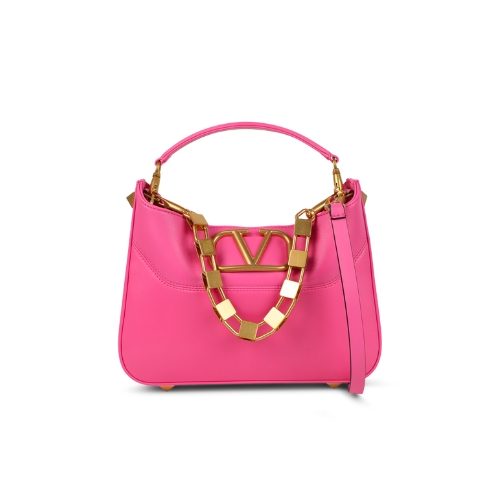 Valentino Garavani Small Stud Sign Leather Hobo Bag In Pink