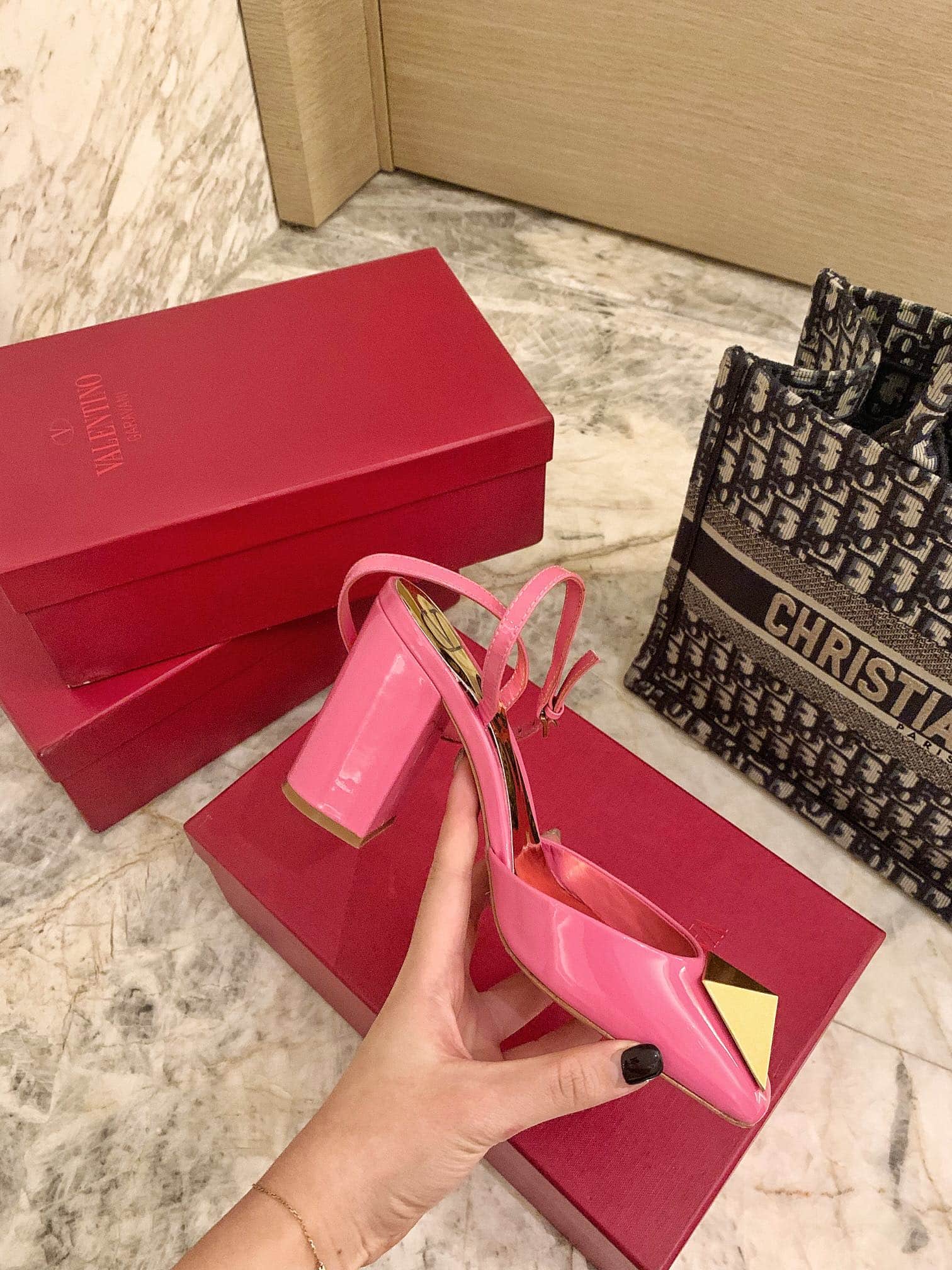 Valentino One Stud Pump In Patent Leather 90Mm Pink Xw2S0Dt4Laf
