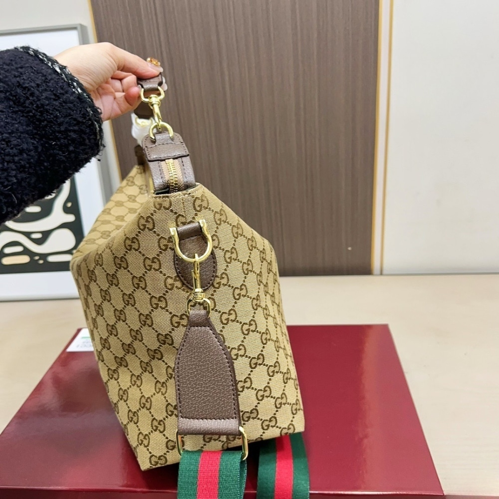 Gucci Brera Medium Crossbody Bag Sand And Dark Brown 33Cm 866938 FAFV9 9653