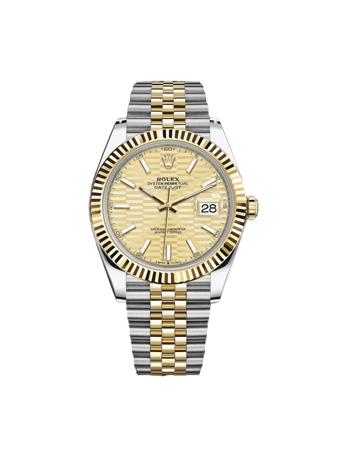 【Super Clone】RLX  Datejust 41mm Swiss Replica Watch | Two Tone Jubilee Bracele Champagne Fluted Dial Ref 126333