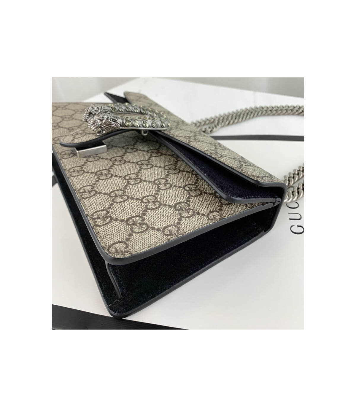 Gucci Dionysus Small Shoulder Bag in GG Supreme with Crystals Black 25cm