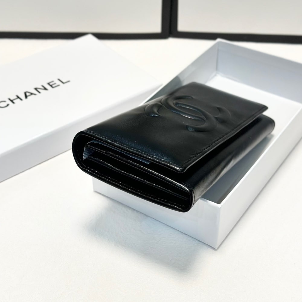 Chanel Long Wallet Black 19Cm