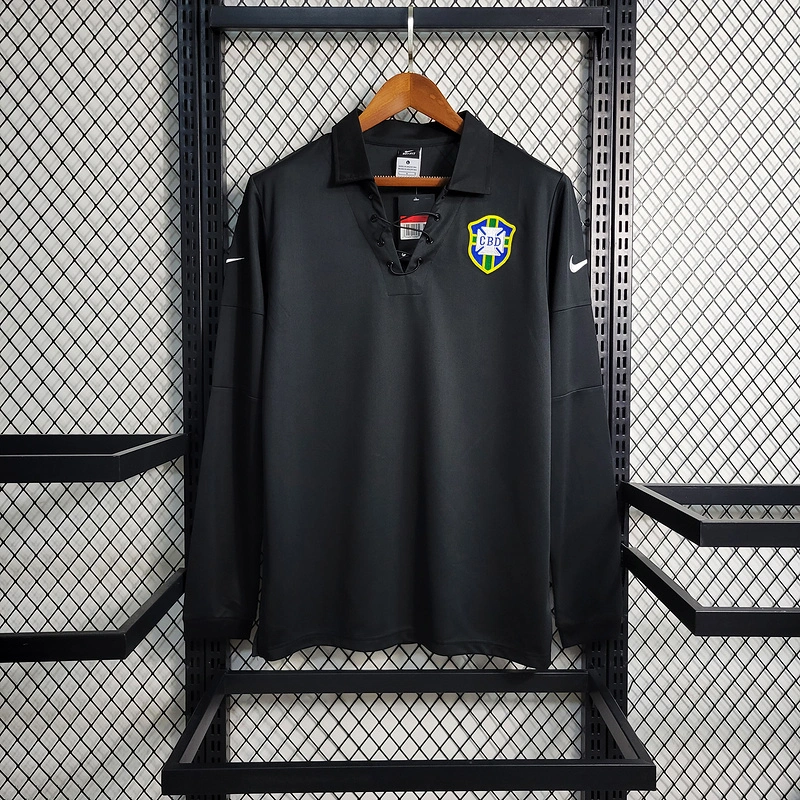Retro 2004 Brazil Special Edition Black Long Sleeve   Football jersey retro