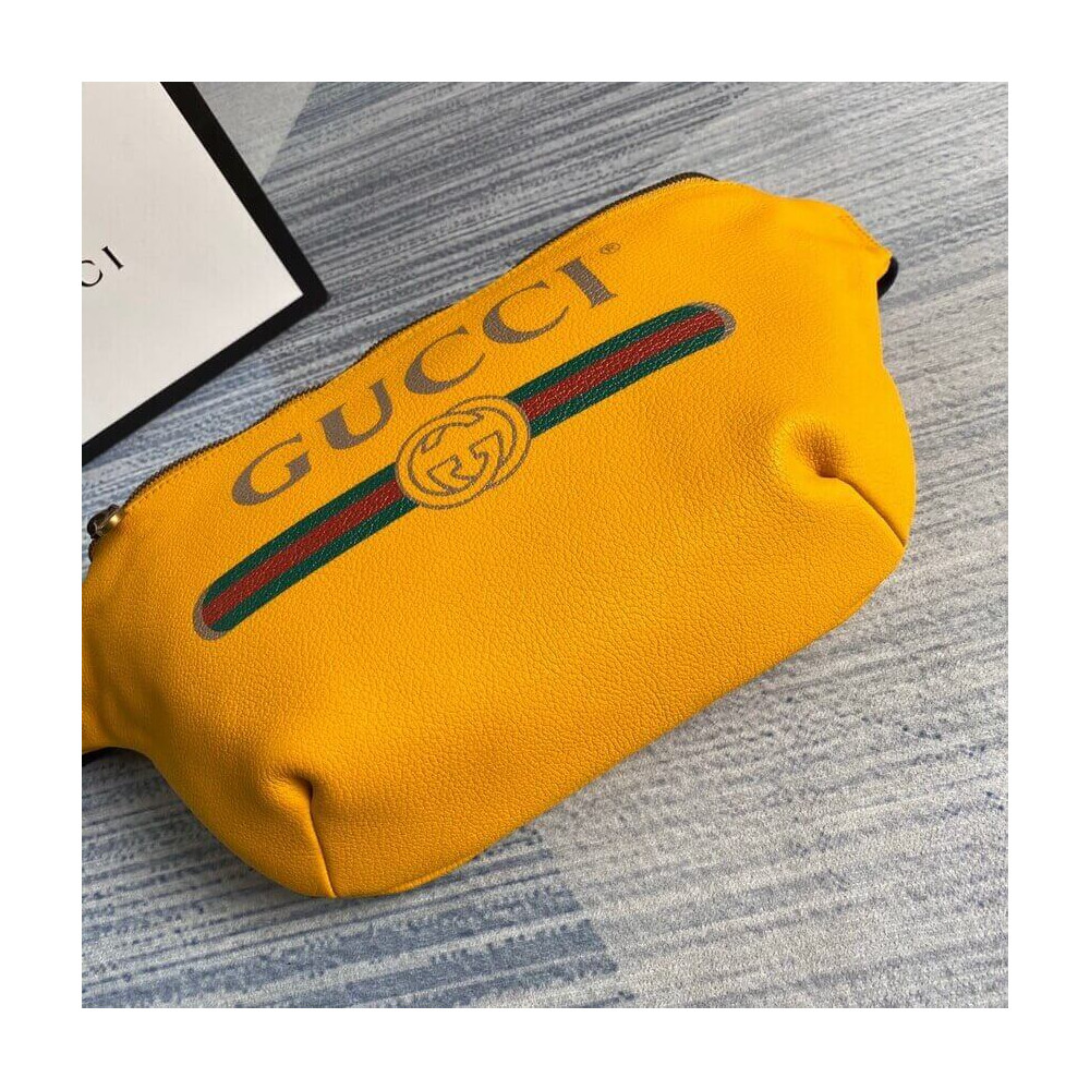 Gucci Print Leather Belt Bag Yellow