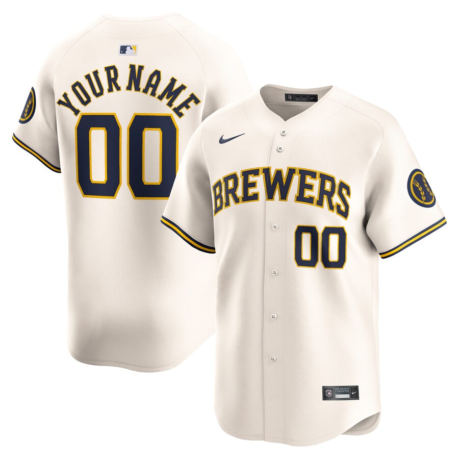 Milwaukee Brewers Home Limited Custom Jersey Cream