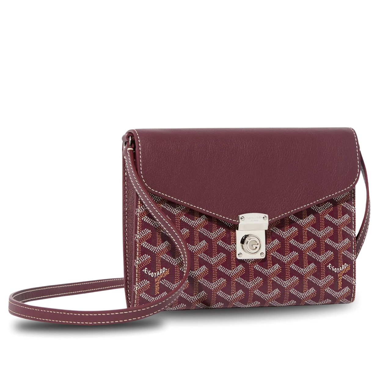 Goyard Chypre Wallet-Pouch 21 Cm Wine Red Goyardine Canvas And Calfskin