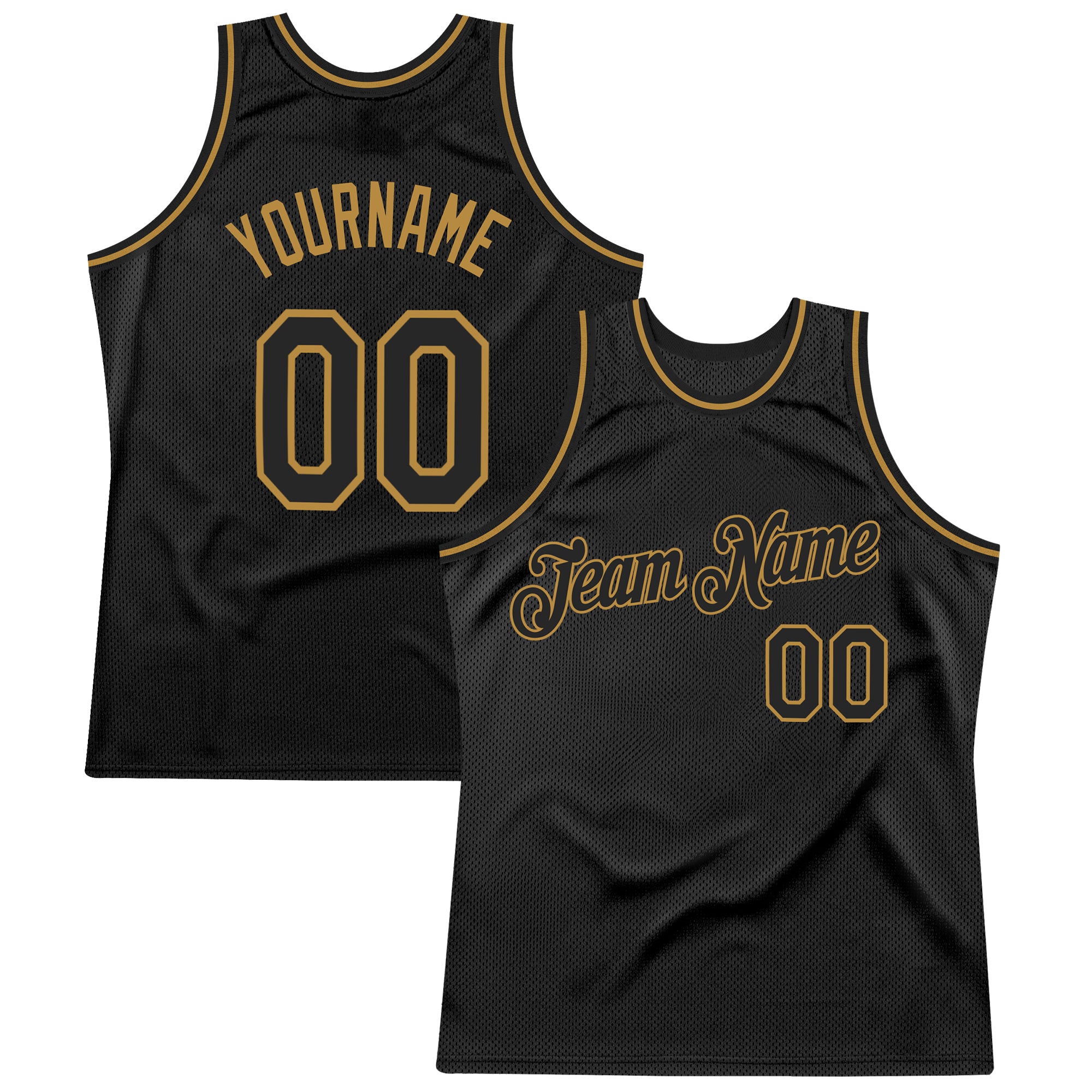 Custom Black-Old Gold  Throwback Basketball Jersey