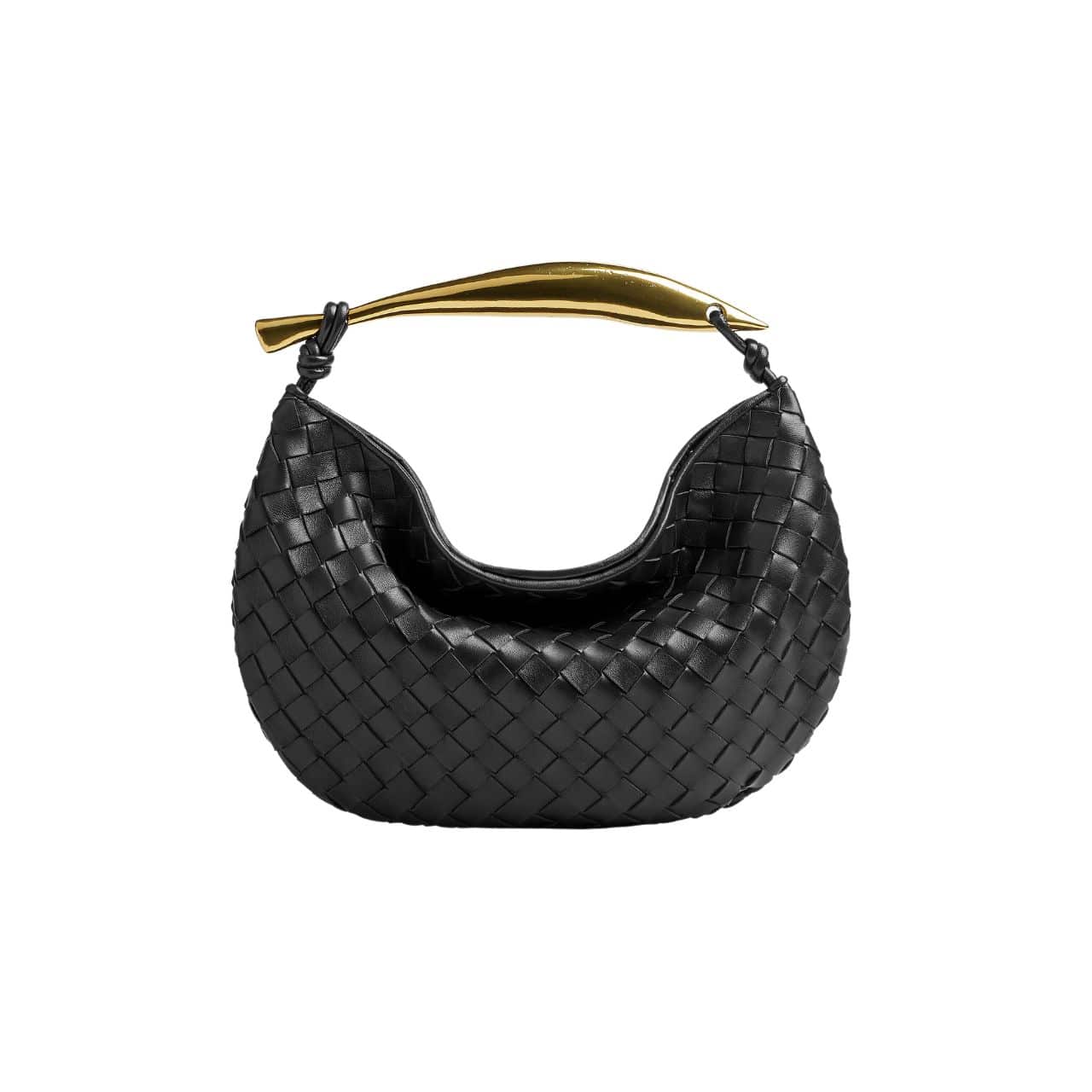 Bottega Veneta Sardine Handle Bag Black 33Cm