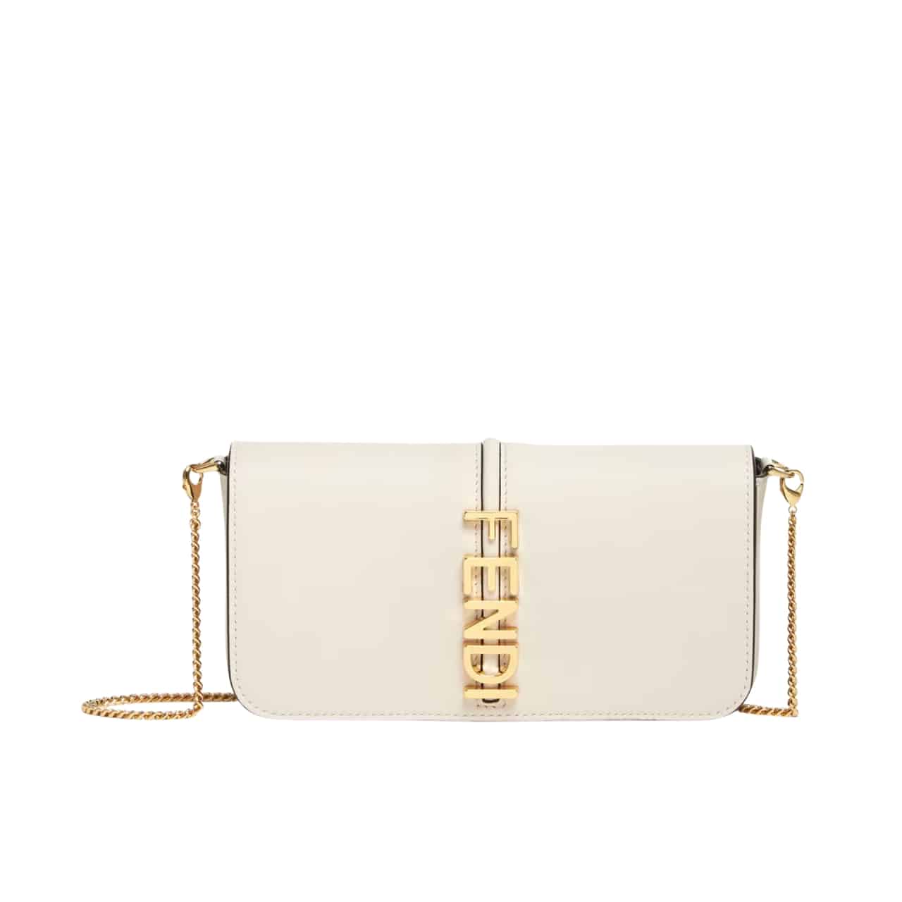 Fendi Fendigraphy Wallet On Chain White 21Cm