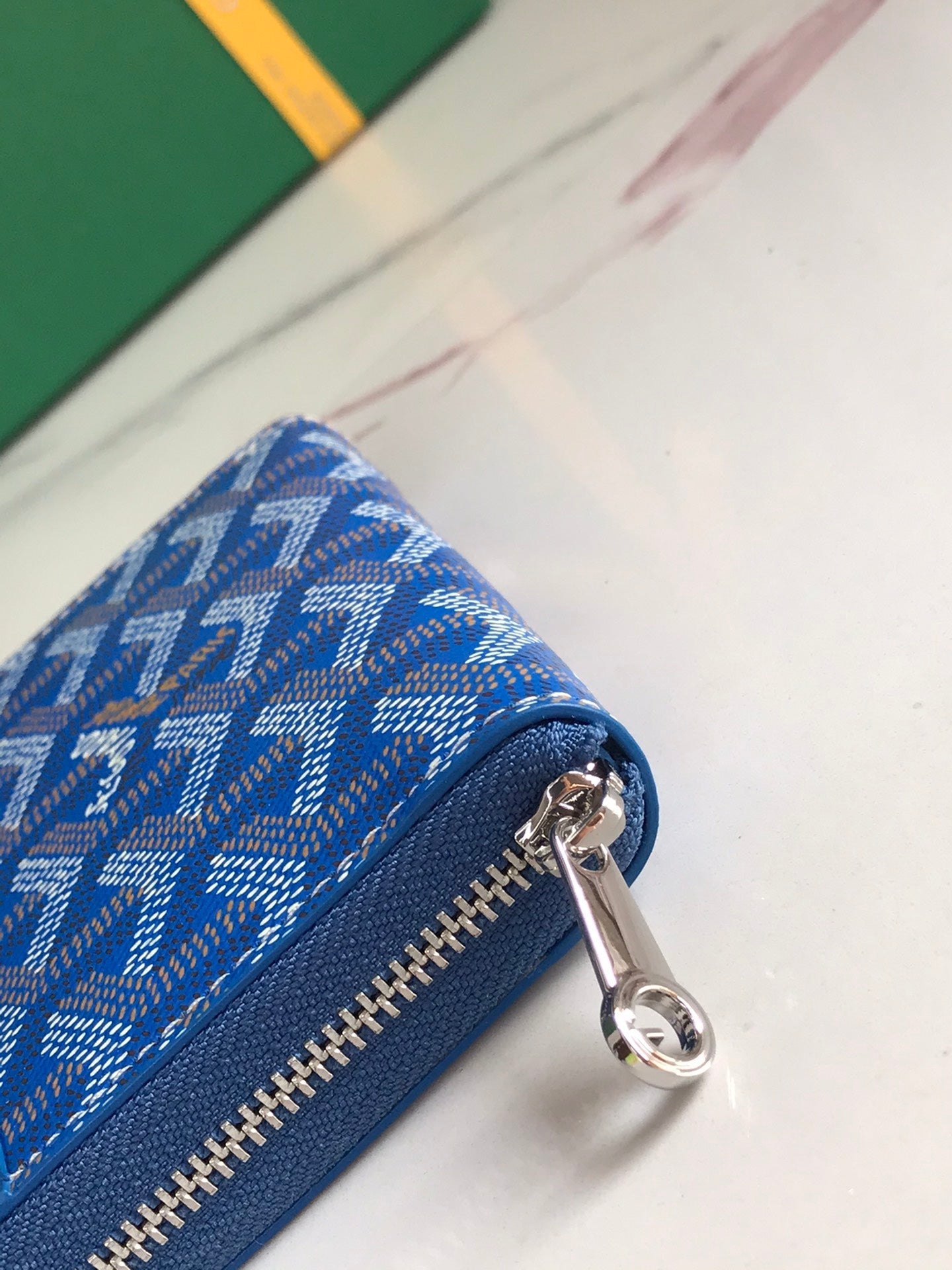 Goyard Matignon Mini Wallet 11 Cm Sapphire Blue Goyardine Canvas And Calfskin