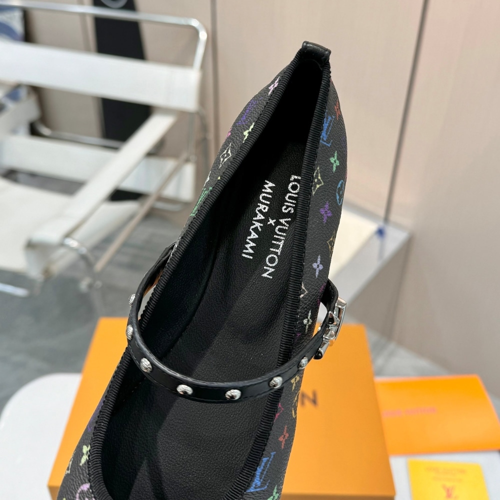 Louis Vuitton X Takashi Murakami Romy Flat Ballerina Black 1Agvc3