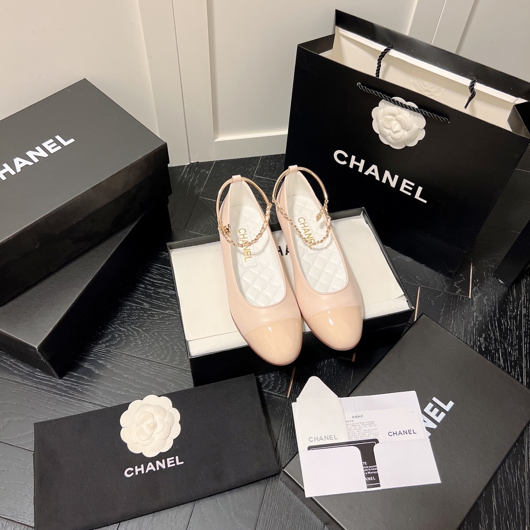 Chanel Interlocking Cc Logo Ballet Flats Light Pink