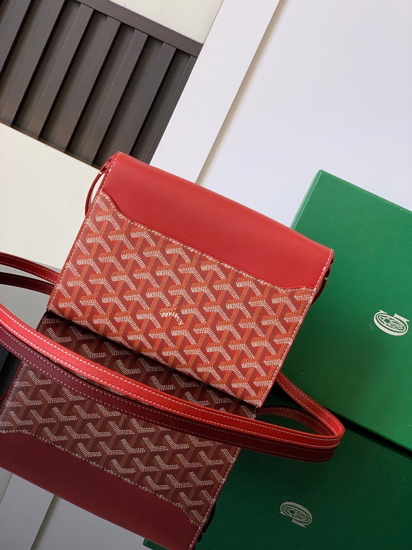 Goyard Chypre Wallet-Pouch 21cm Classic Red Goyardine Canvas And Calfskin