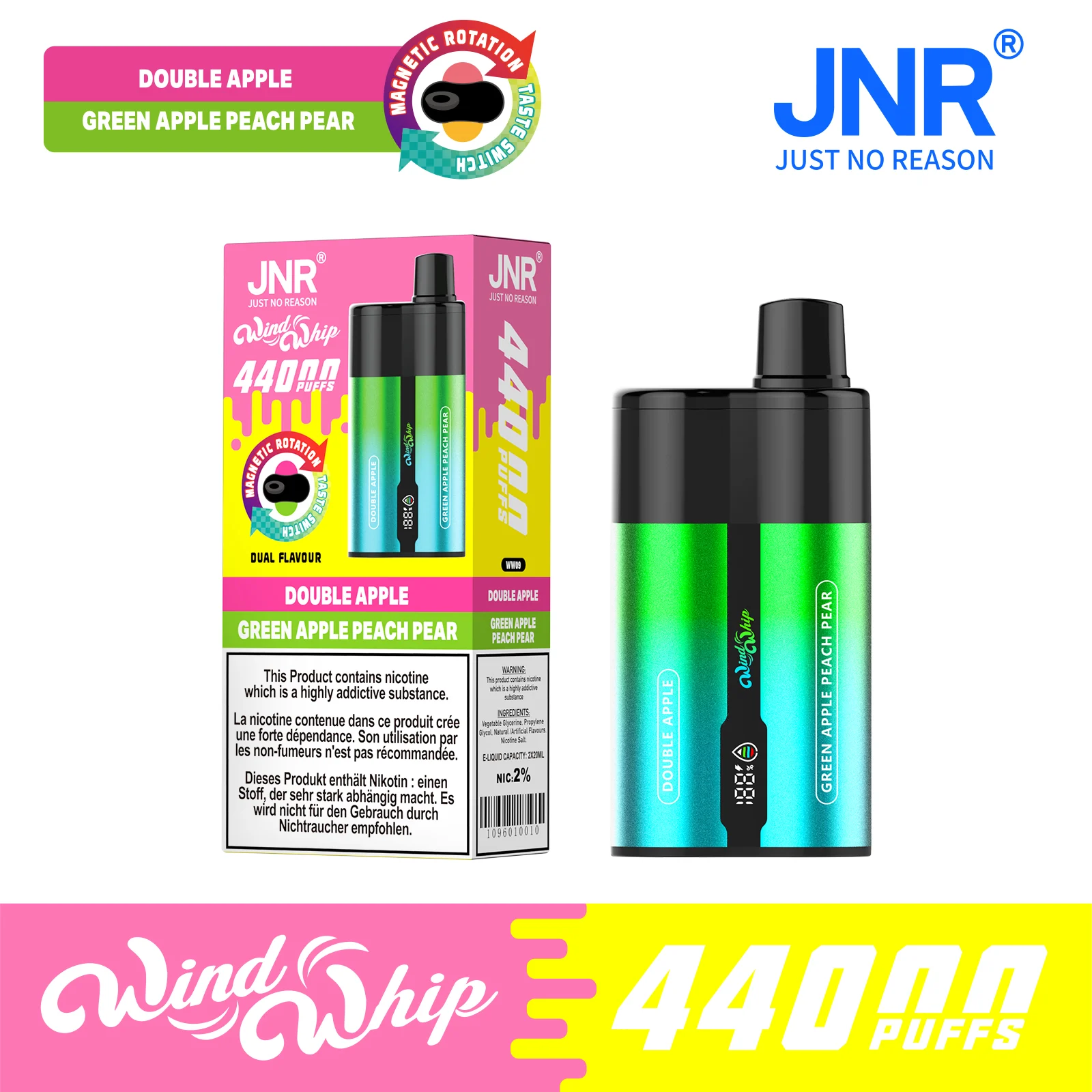JNR WindWhip 2 in 1 44K Puffs Disposable Vape