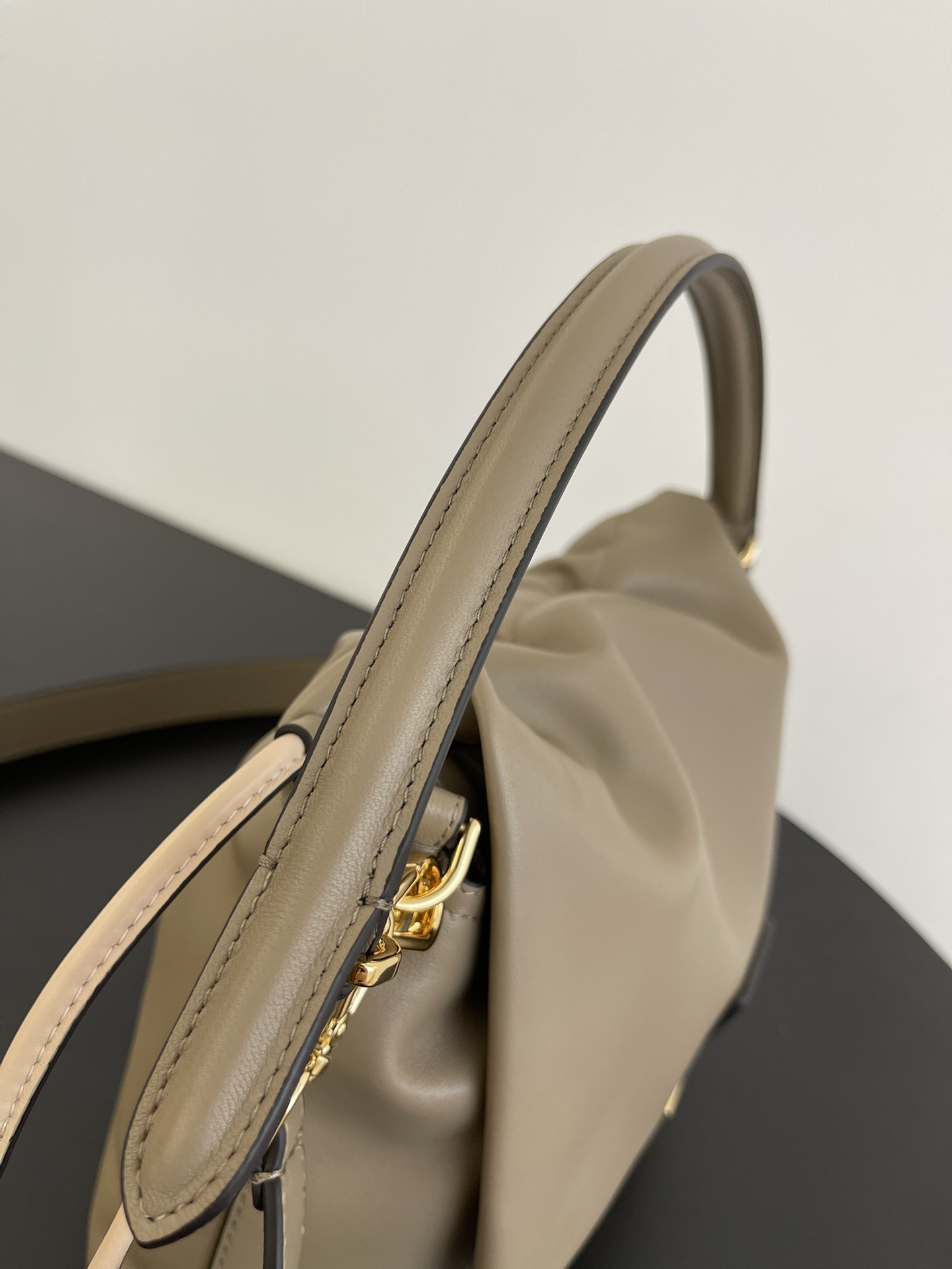 Fendi Mamma Baguette Medium Dove Grey Nappa Leather Bag 26.5cm