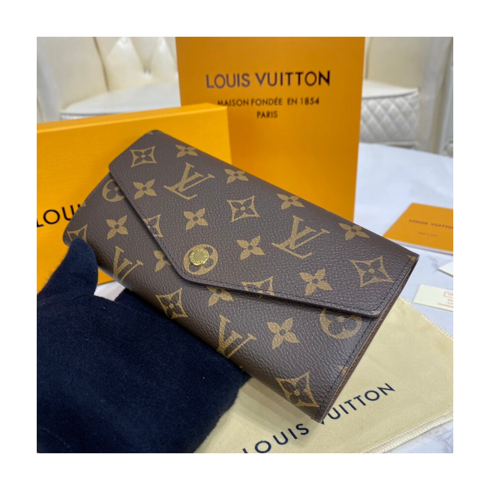 Louis Vuitton Monogram Cavas Sarah Wallet Brown 19cm