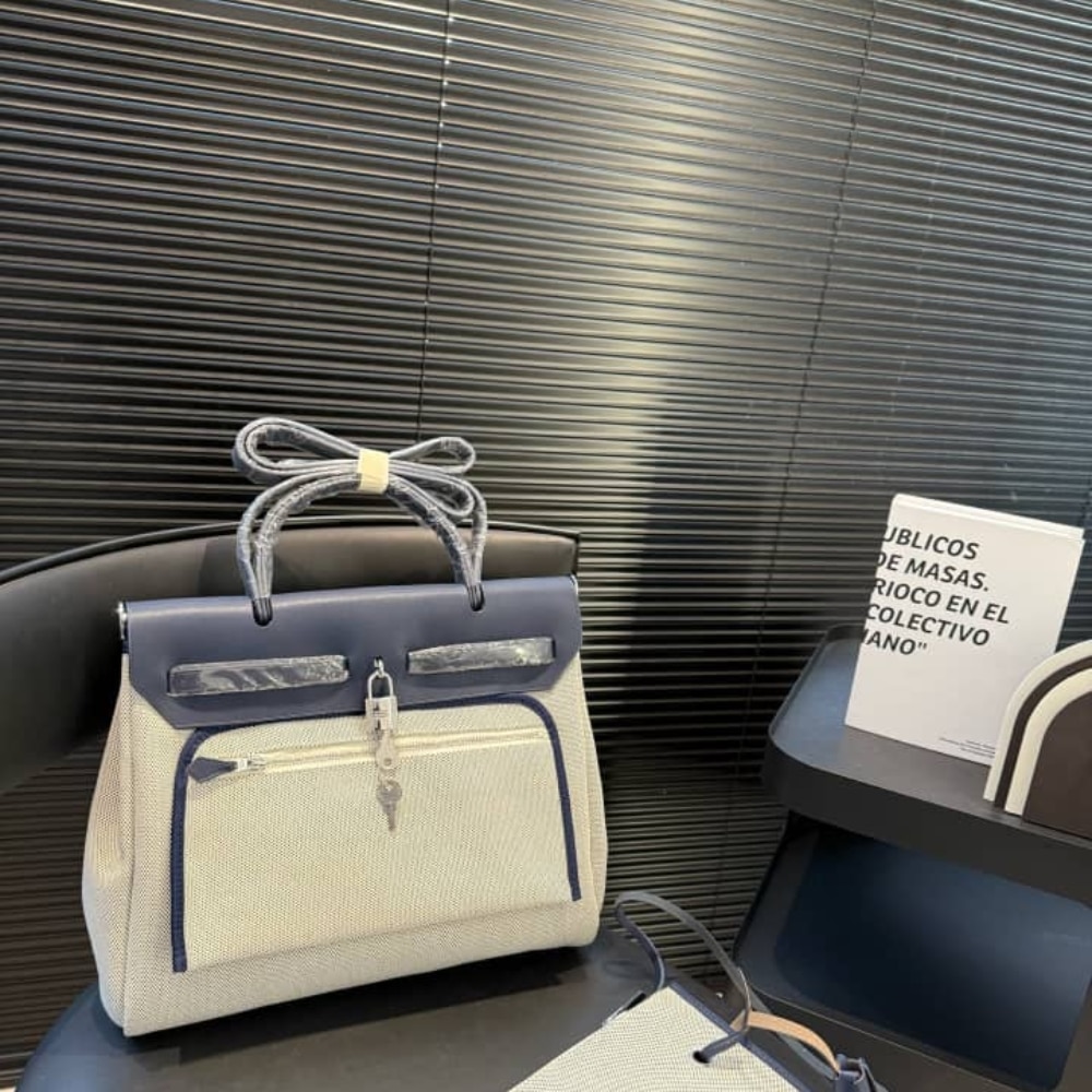 Hermes Herbag 31 Brides De Gala And Blue Indigo Blue Enamel 31cm