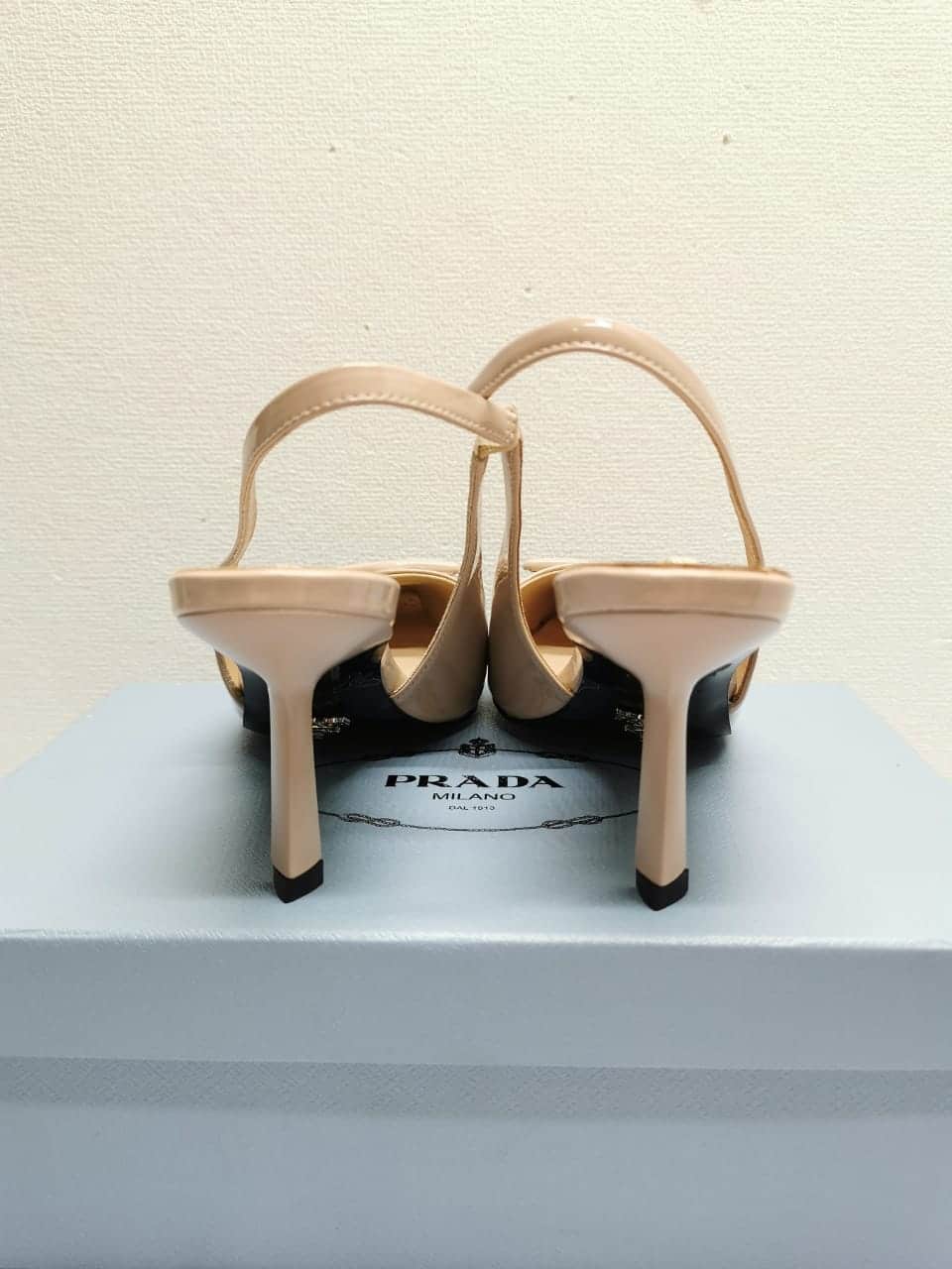 Prada Brushed Leather Slingback Pumps Beige Pink 1I901M055F0236F075