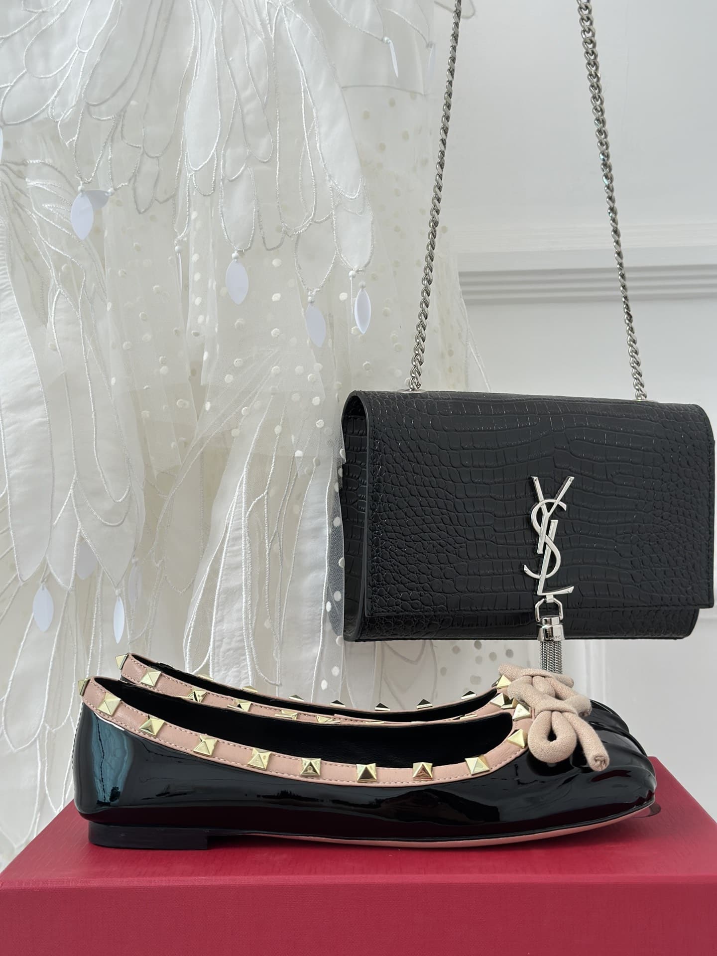 Valentino Garavani Rockstud Patent Leather Ballerina Black 3W2S0Hq5Vnw N71