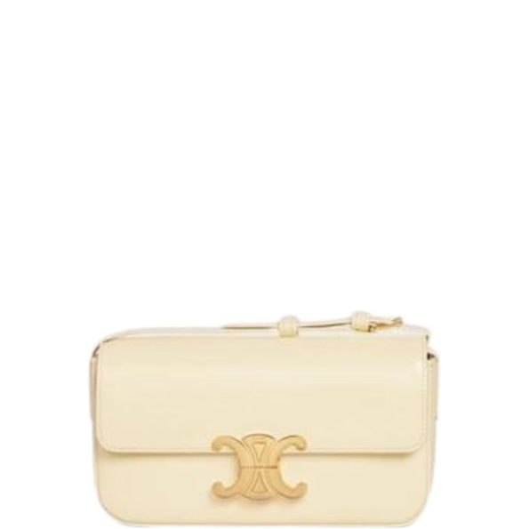 CELINE SHOULDER BAG TRIOMPHE IN SHINY CALFSKIN SOFT YELLOW 18CM